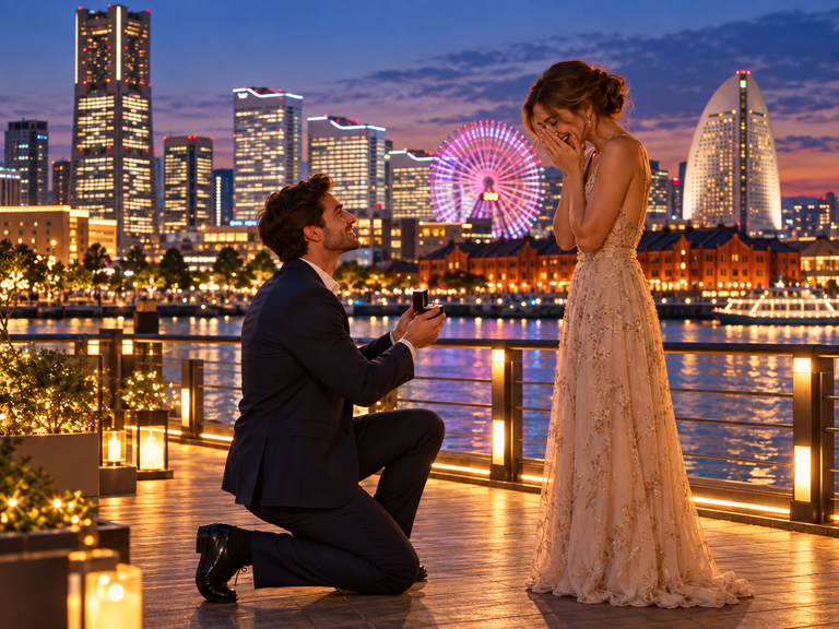 An urban skyline and waterfront at night